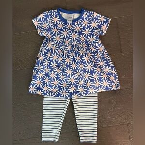 Hanna Andersson Blue and White Floral Top with leggings